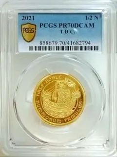 2021年 ノーブル 5ポンド 1/2オンス 金貨 PCGS PR70 2021年 ノーブルコイン 5ポンド 1/2オンス 金貨 PCGS PR70