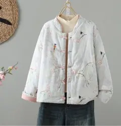 プリント アウター レトロデザイン 綺麗め 中綿入り 両面着れる服 おしゃれ