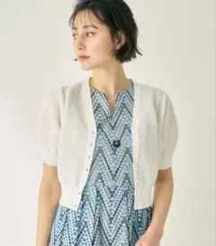 ANAYI 和紙タックかのこVネックカーディガン