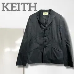k1【キース】テーラードジャケット/美品 上質 黒 オフィス きれいめ 羽織りのサムネイル
