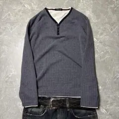 00s layered henry neck l/s swag y2k