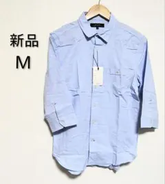 【新品】JILL BLAZE 綿麻 七分袖シャツ サックスブルー Mサイズのサムネイル