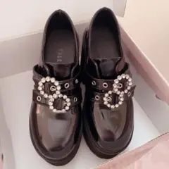BUBBLES ダブルバックル厚底シューズ ブラック 箱付 37
