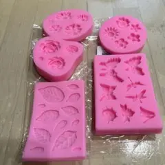シリコンモールド 花と葉 5点セット