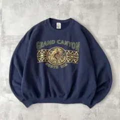 USA古着　grand canyon　スーベニア　スウェット　ネイティブ　紺