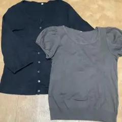 黒　五分袖カーディガン　ブラウンTシャツ付き