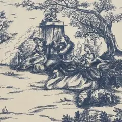 STOFトワルドジュイ貴婦人柄ブルー系　W48×48cmほか計５枚