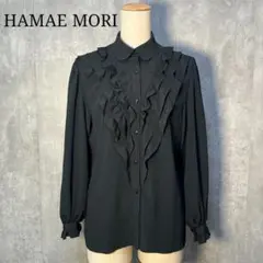 美シルエット☆ HANAE MORI ハナエモリ V字段々フリル 楊柳ブラウスのサムネイル