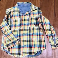 美品　ミキハウス　ダブルビー リバーシブル チェック　シャツ　100
