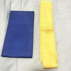 重ね襟 伊達襟 紗綾形 紋様 青 （新品）黄色 重ね衿セット