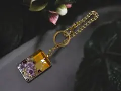 40％off　【セール品】【バッグチャーム】　四角　【パープルフラワー】