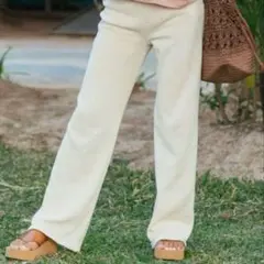 タグあり！ROXYロキシー リラックスストレートニットパンツ　Lサイズ