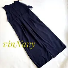 タグ付き　vinNavy オールインワン　ネイビー　シフォン　新品未使用のサムネイル