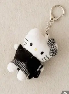 LOWRYSFARM キティちゃん ツイードブラックチェックme％ チャーム