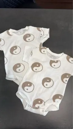 陰陽模様　ロンパース　双子セット　双子コーデ