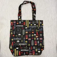 【美品】Harrods ハロッズ ロンドン柄 エコバッグ 折りたたみ ポーチ付のサムネイル