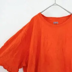 レア✨️【L】 ビッグシルエット オレンジ Tシャツ 無地 半袖 シンプル