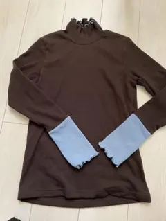 【新品】しまむら田中里奈mysaテレコ配色袖ハイネック裏起毛プルオーバー