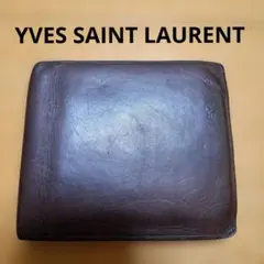 Yves Saint Laurent 二つ折り財布 ブラウン レザー YSLのサムネイル
