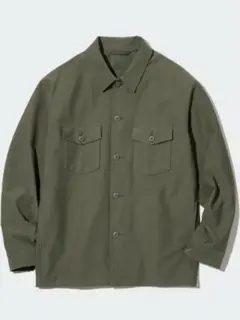 ユニクロ オーバーシャツジャケット（ジャージー）OLIVE 男女兼用S