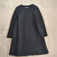セオリーリュクス ハドラ ノーカラー ロングコート ブラック 38サイズ