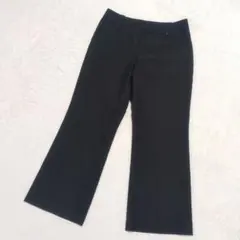 美品 ウール混 ストレッチ スラックス 黒 64 センタープレス 美脚 オフィス