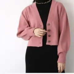 JEANASIS オーガニックコットンWフェイスショートカーディガン　ピンク