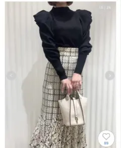 SNIDEL オープンショルダーニットプルオーバー　ブラック