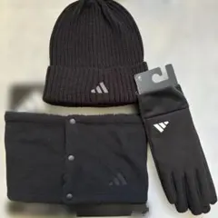 adidas ブラック ニットキャップ 手袋 ネックウォーマー セット
