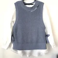 ポンポネット ブラウス ニットベストセット 150cm