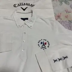 美品サイズL /Callaway/春秋/エッフェル塔立体刺繍/長袖BDポロシャツ