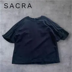 SACRA サクラ フレアスリーブ　ブラウス トップス　ネイビーのサムネイル