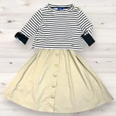 ブルーレーベルクレストブリッジ ドッキングワンピース ボーダー ベージュ 38