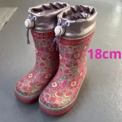 ムーンスター　防寒長靴　ピンク　花柄　18センチ