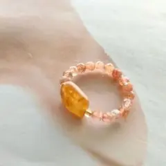 No.3135 イエロークォーツとサンストーンのレクタングルリング