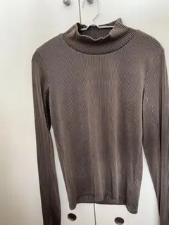 PAGEBOYリブブラウンタートルネック長袖