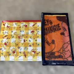 プーさんハンドタオル　ミッキー・ミニー ソフトタオル オレンジ