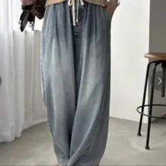DouDou デニムワイドイージーパンツ