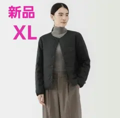 無印良品 軽量ダウン ポケッタブル ノーカラージャケット 黒 XL 婦人