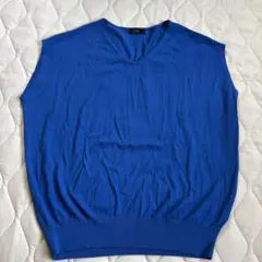 青色 3L ニットベスト　大きいサイズ