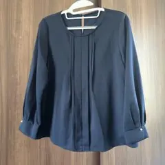 AG by aquagirl ネイビー 長袖ブラウス 38/M バックボタン付き
