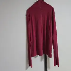 美品 ジ－ユ－ 薄手 長袖 ハイネック カットソーリブ編み 赤系【XL】
