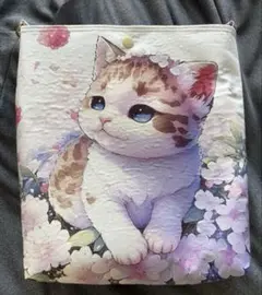 ハンドメイド サコッシュ ねこちゃん柄