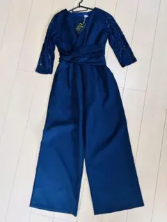 ネイビー レース袖 ジャンプスーツ 未使用