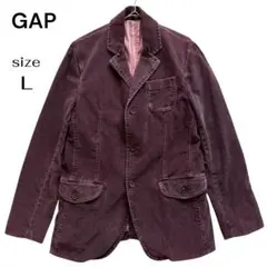 GAP コーデュロイ テーラードジャケット エルボーパッチ ボルドー Lのサムネイル