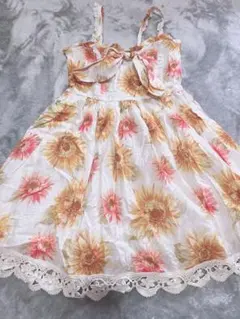 LIZLISA胸元リボンひまわりワンピース