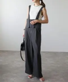 Bonjour Sagan ボンジュールサガン ハイウエストワイドサロペット