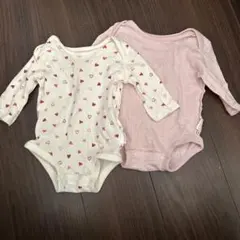 【即購入OK】プティマイン　長袖　ロンパース　70 ピンク　ハート