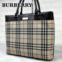 BURBERRY バーバリー トートバッグ ノバチェック ロゴプレート