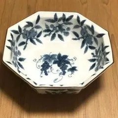 橘吉 たち吉 染付 八角深鉢 22×7.5cm ぶどう文 盛鉢 上質和食器 美品